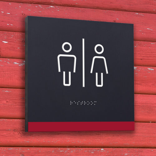 Bathroom sign design with brail